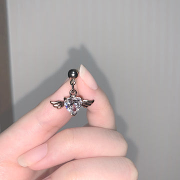 Vintage Silver Color Metal Heart Wing Crystal Earrings Ear Stud for Girls Women New Korean Fashion Ear Rings Jewelry Harajuku daiiibabyyy